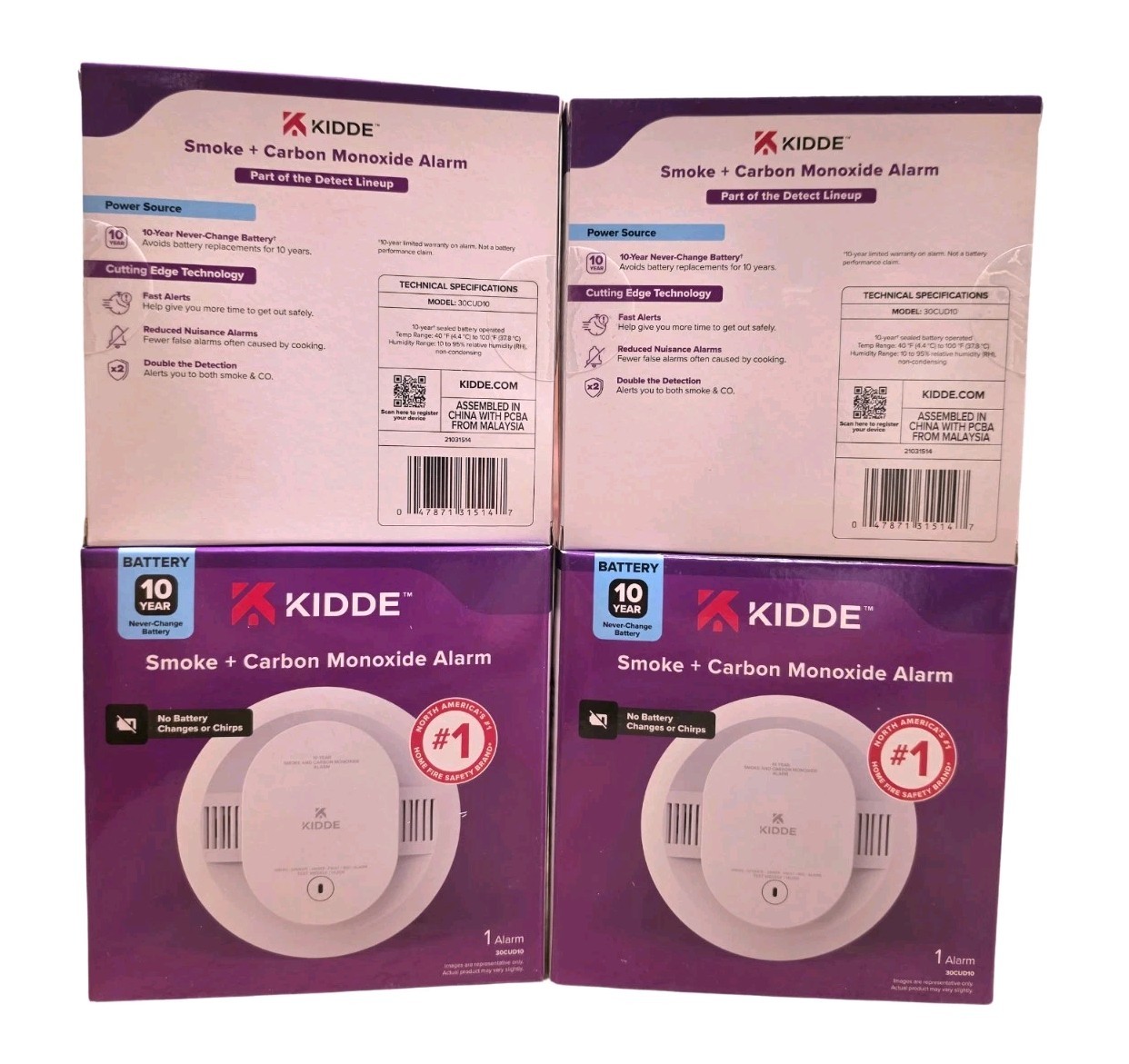 1pc Kidde Smoke & Carbon Monoxide Detector, 10-Year Battery Powered, LED Warning