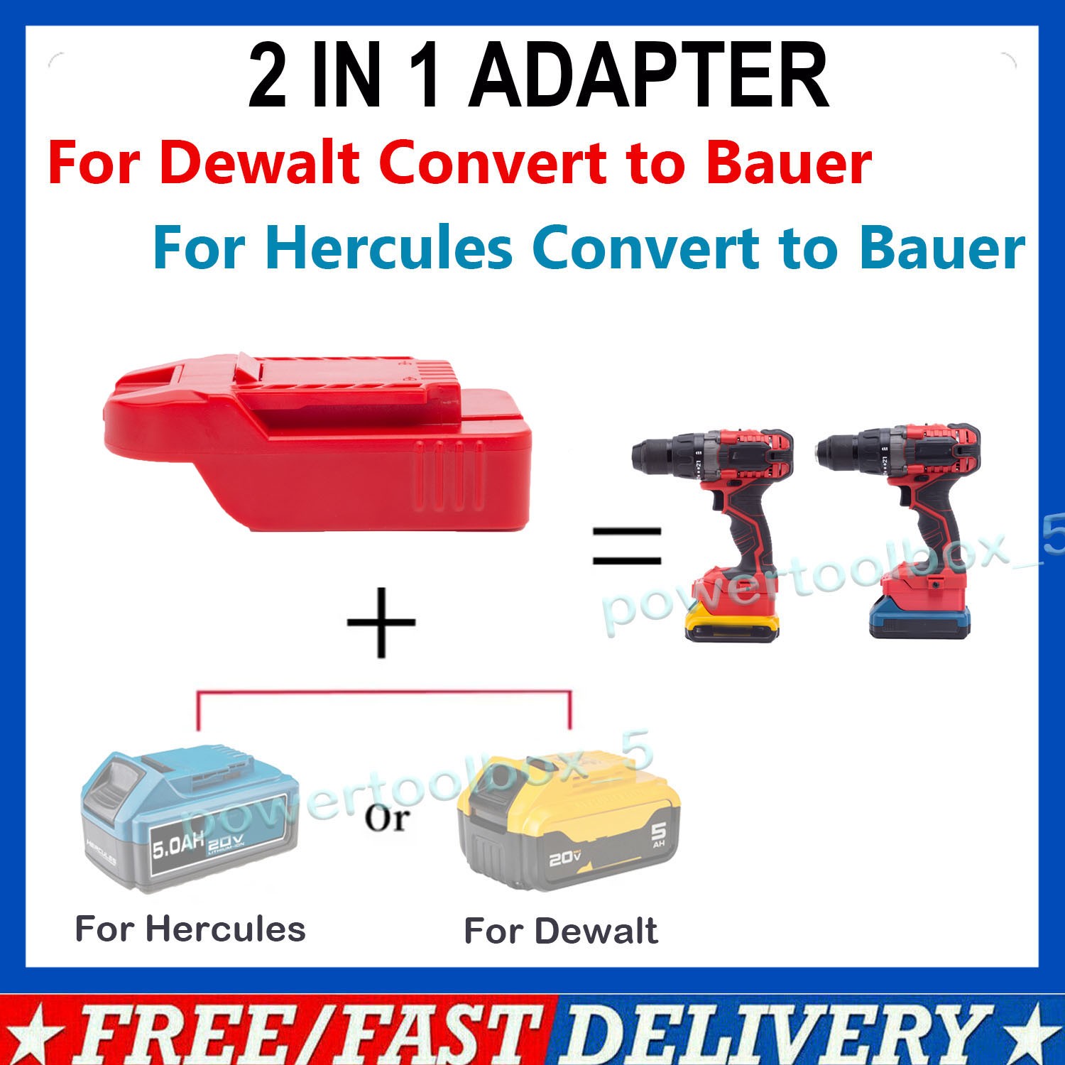 Battery Adapter Fits For Dewalt/Hercules 20V Battery To For Bauer 20V Power Tool