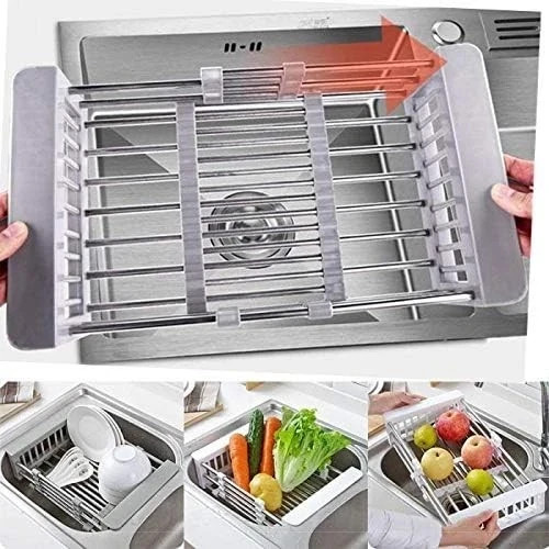 Expandable Over Sink Kitchen Rack Stainless Steel Dish Drying Drainer Adjustable