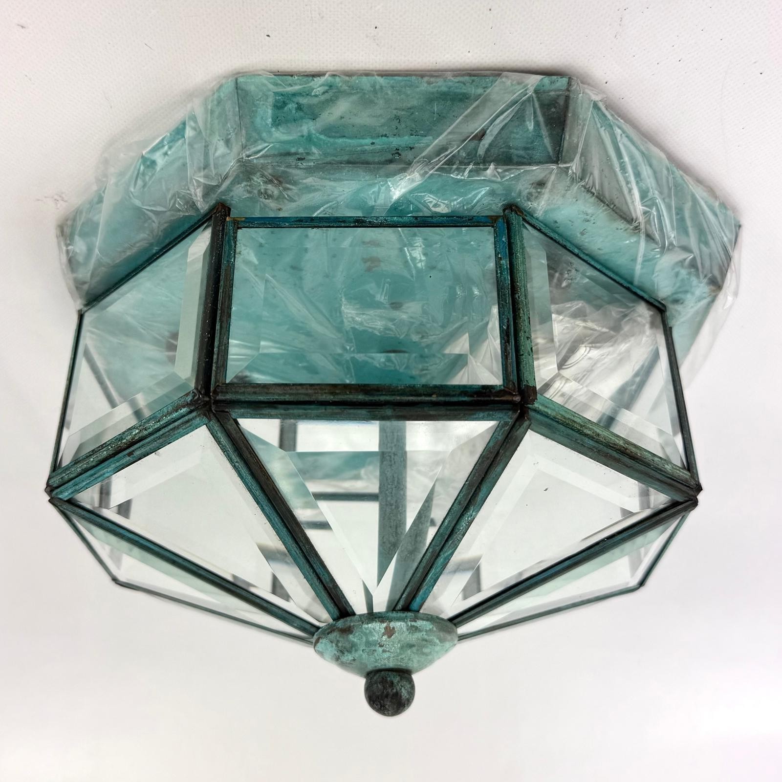 Maxim Lighting Flush Mount Ceiling Light Fixture Octagon Verde Antique Cast Iron