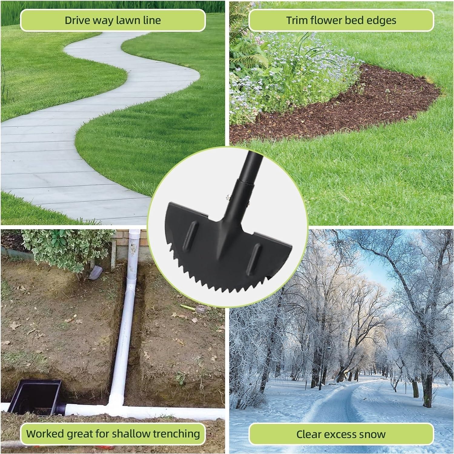 Half Moon Edger Lawn Tool – Heavy Duty Saw Tooth Manual Edgers with Sharp Blade