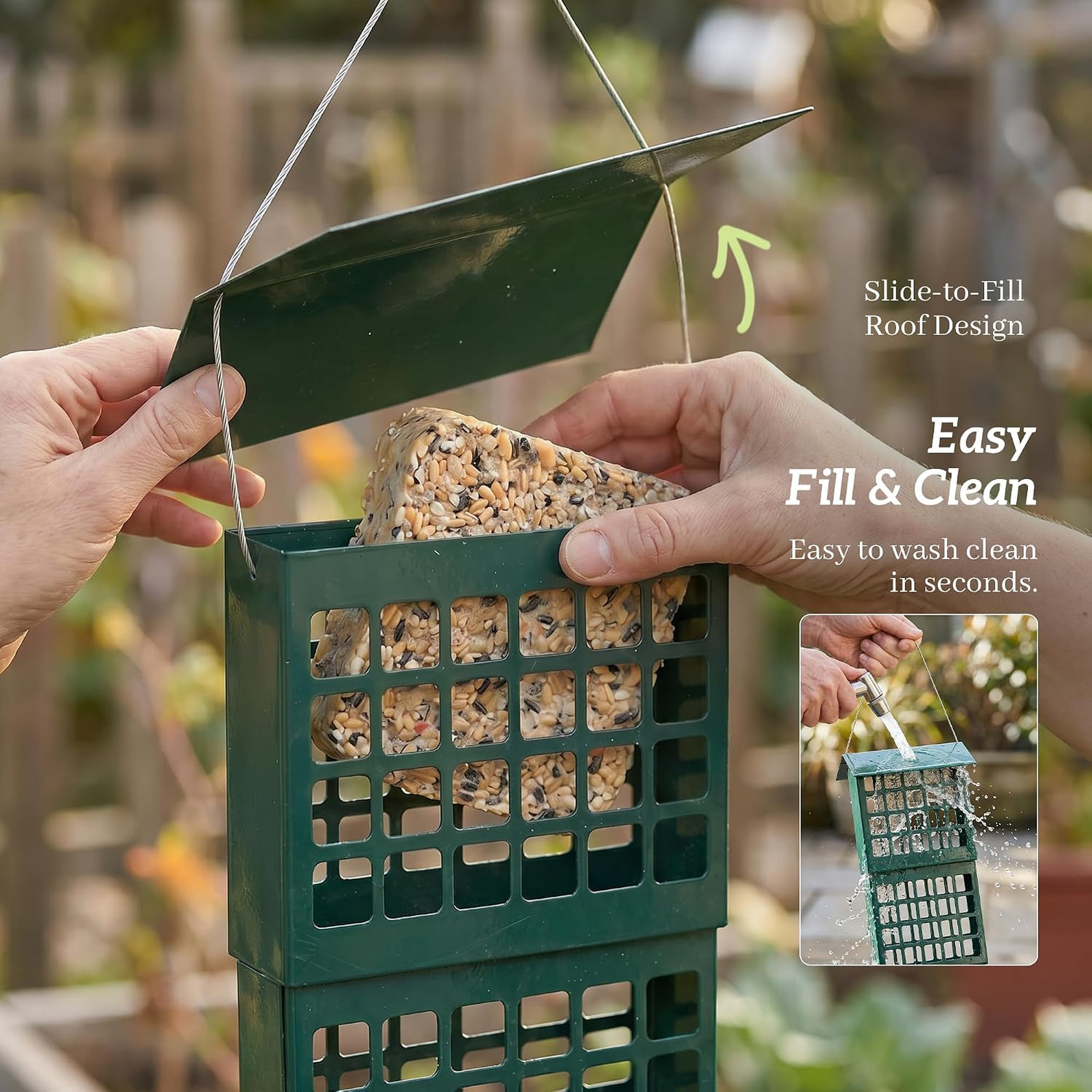 Wild Bird Feeder Suet Metal Hanging Double Capacity All Weather galvanized steel