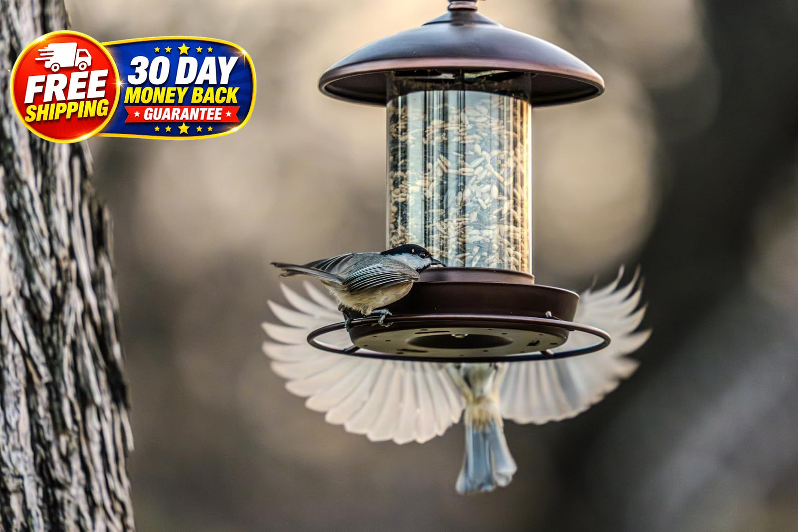 Metal Roof Bird Feeder – Chew Proof for Outdoor Hanging 1.7lb:Bronze