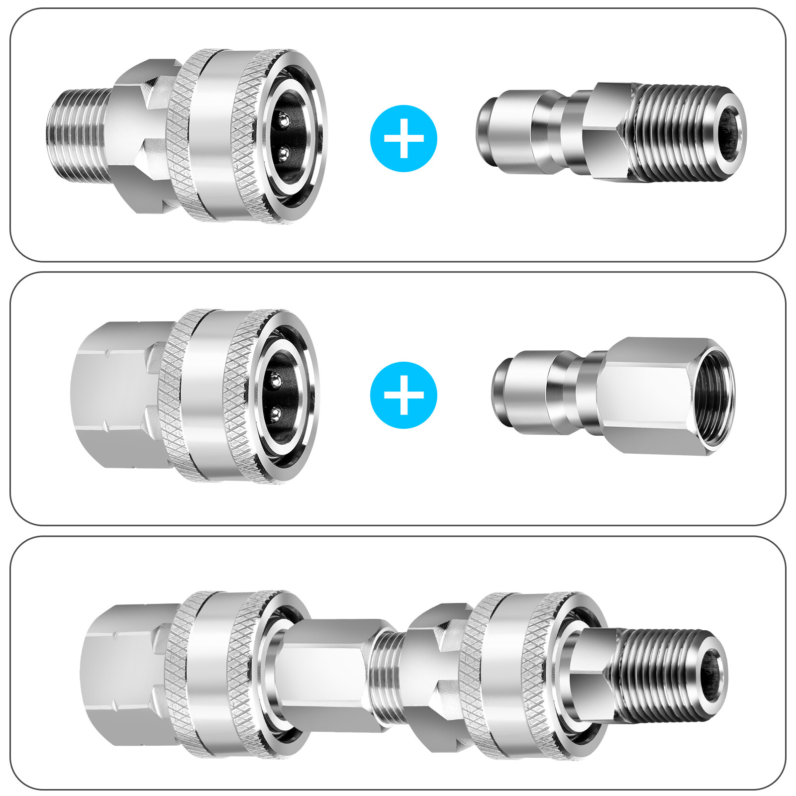 5000PSI Pressure Washer Quick Connect Fitting Stainless Steel 3/8″ Hose Adapter