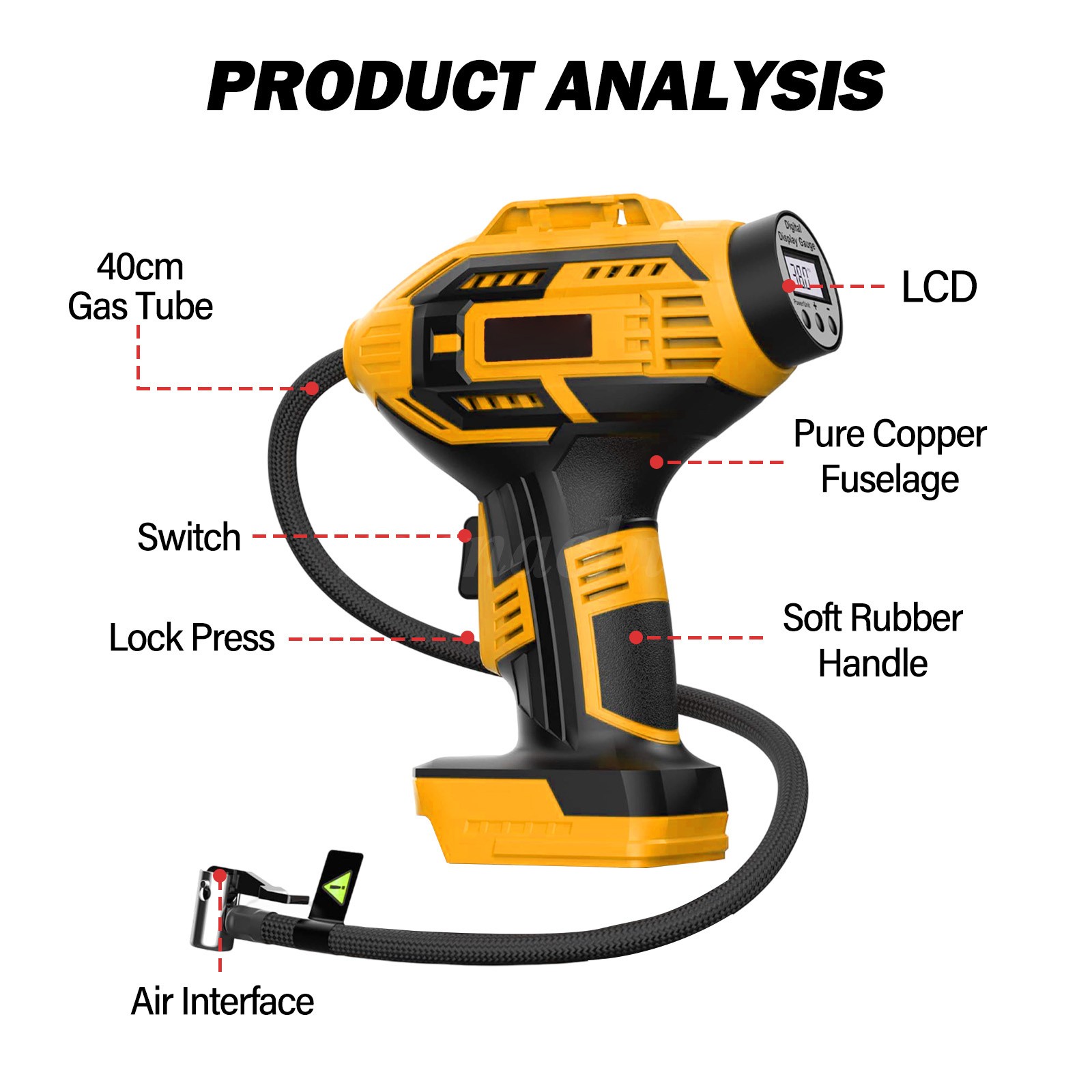 Car Air Tire Pump Inflator Compressor LED Digital Electric Portable 980kPa 20V