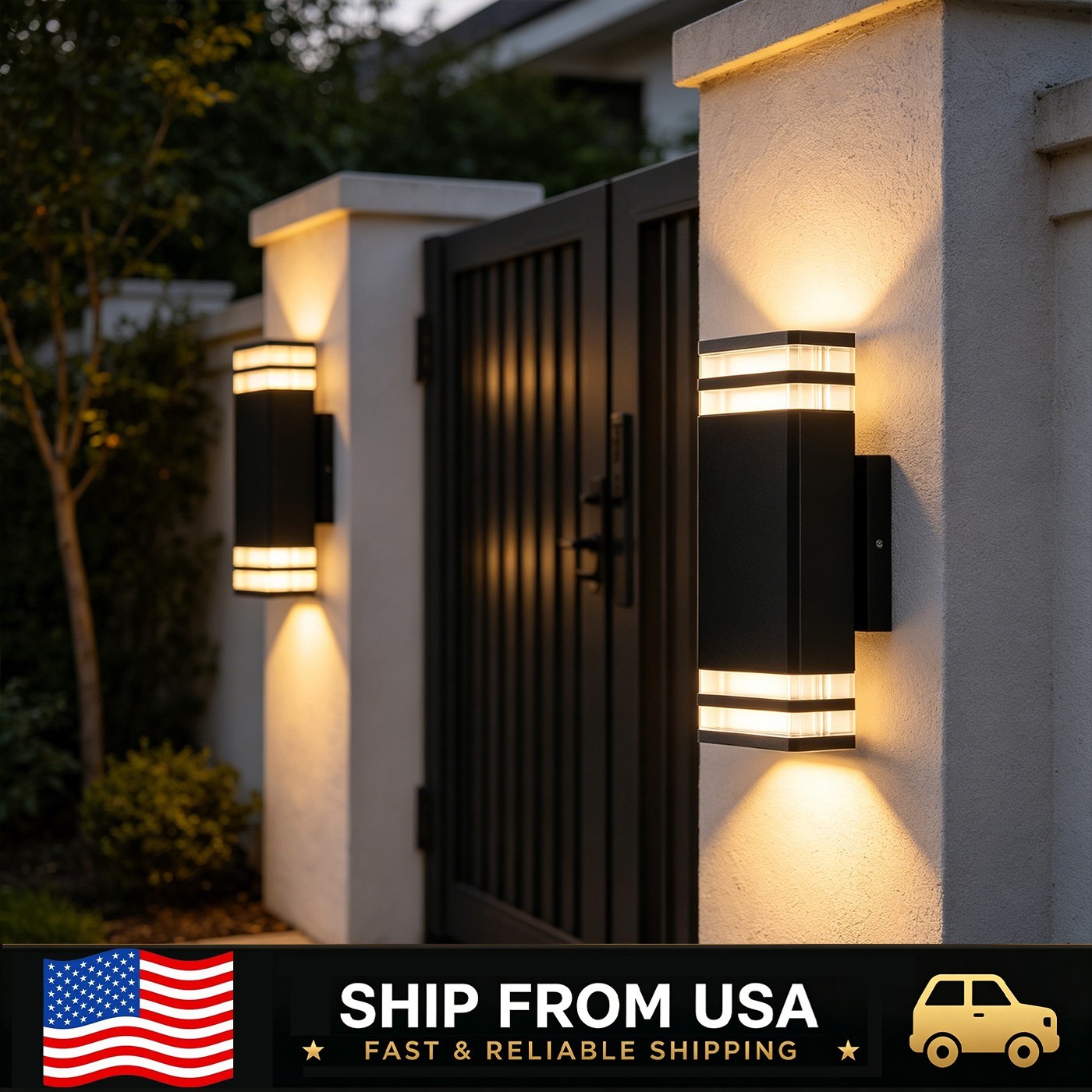 LETRY 9.8in LED Rectangle Outdoor Wall Sconce Up&Down Lighting Waterproof 2 Pack
