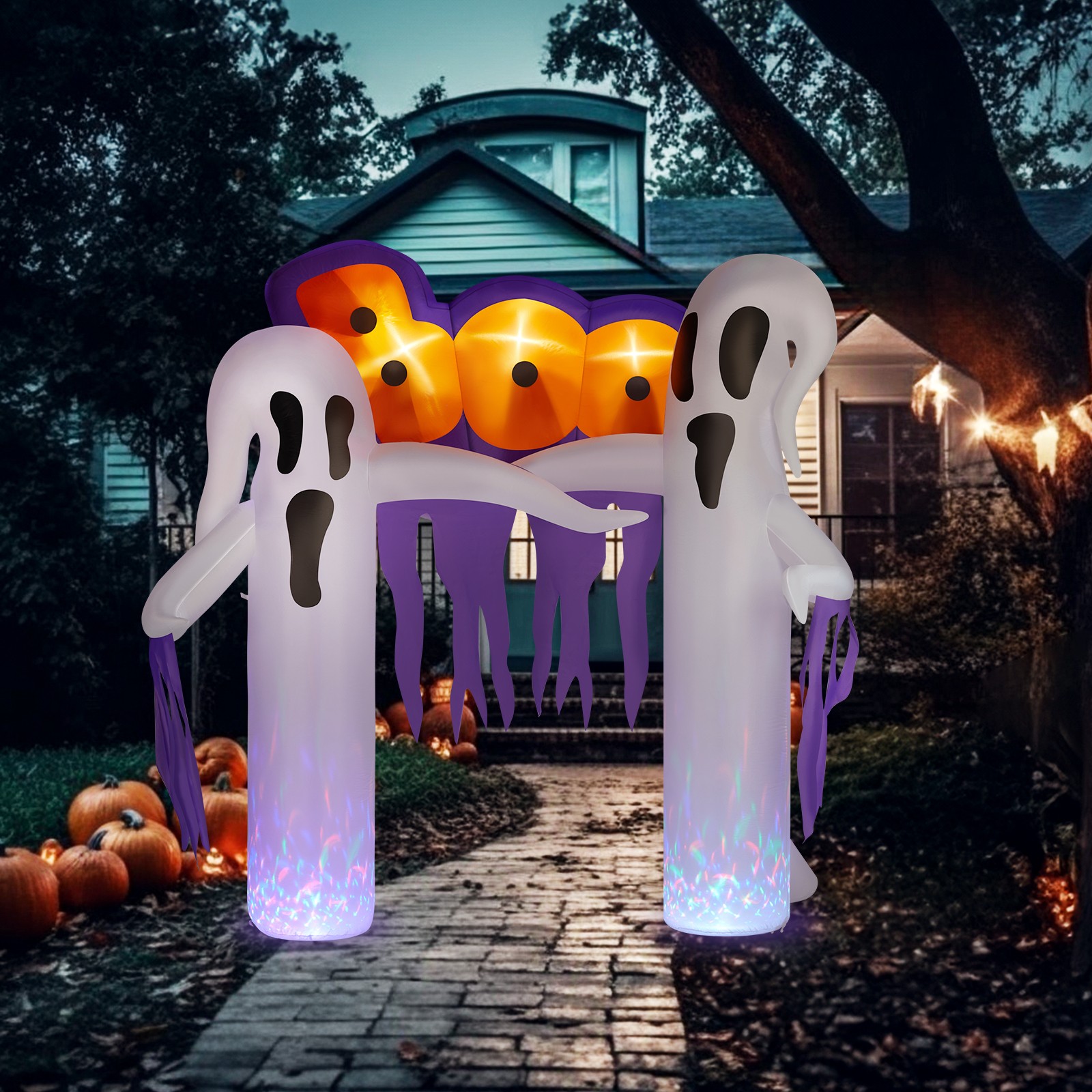 9.8FT Ghost Archway Inflatable Halloween Outdoor Decorations Built-in LED Lights