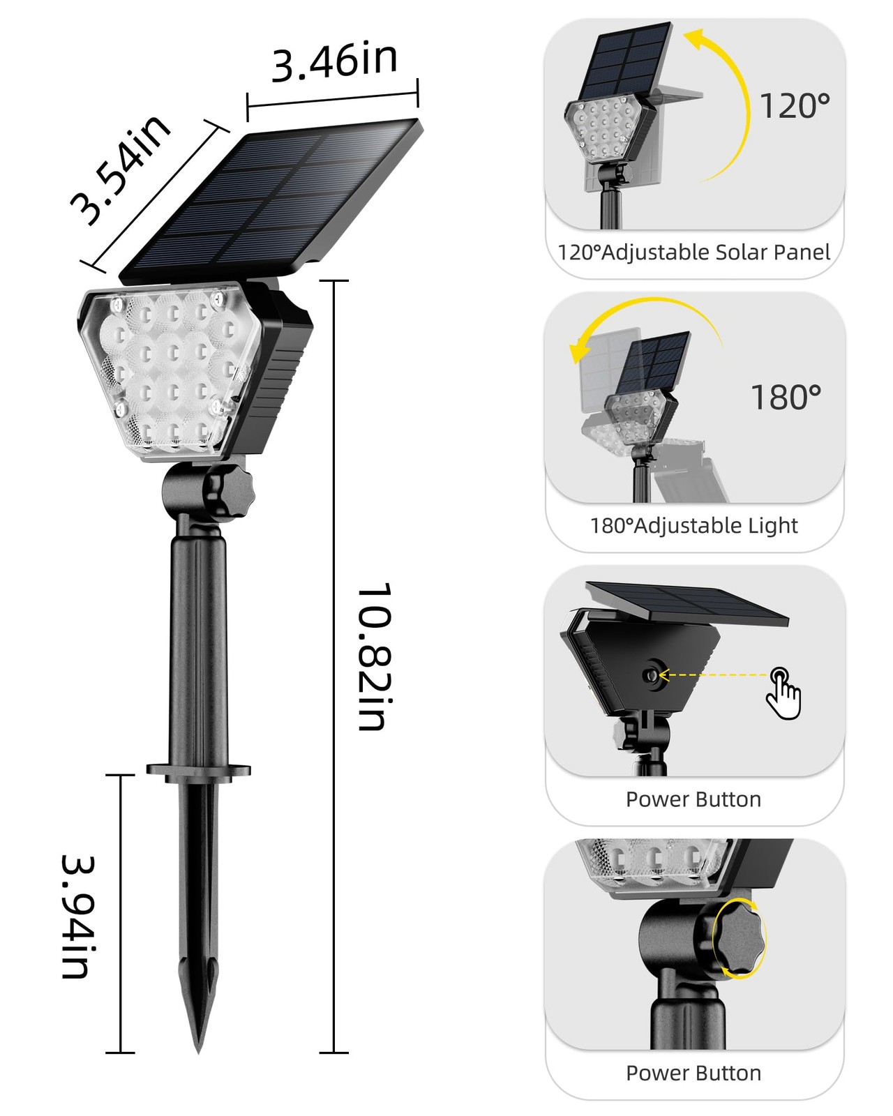 T-SUN 6-Pack Outdoor Solar LED Spotlights IP65, Color Changing, Auto On/Off