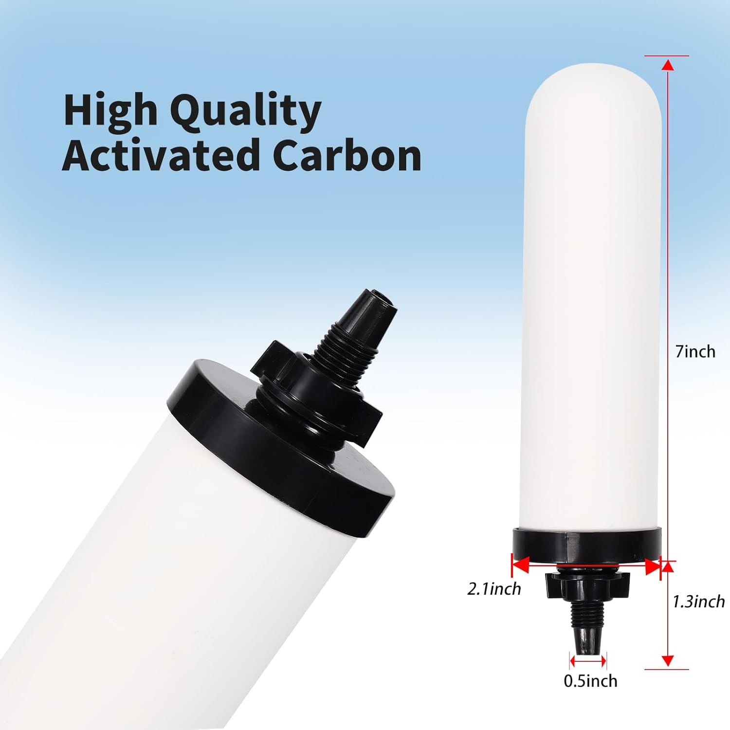 2 Pack 7in Ceramic Water Filter Candle Activated Carbon Gravity Filter System