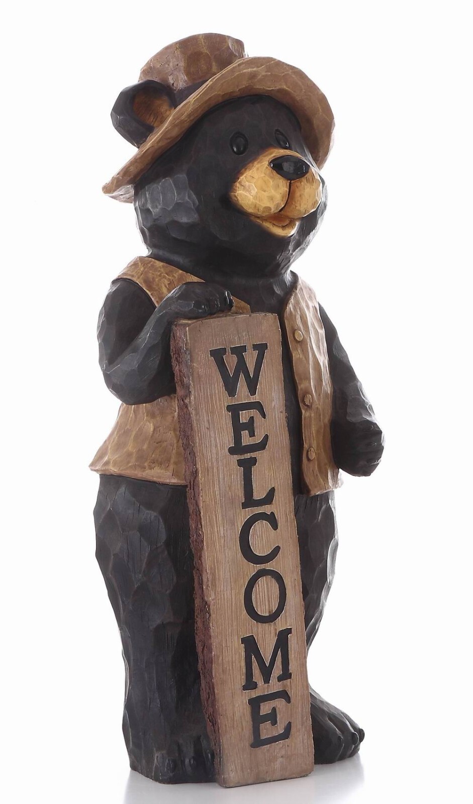 30 IN Standing Bear Decor W/Welcome Sign Garden Decor Garden Statue For Entryway