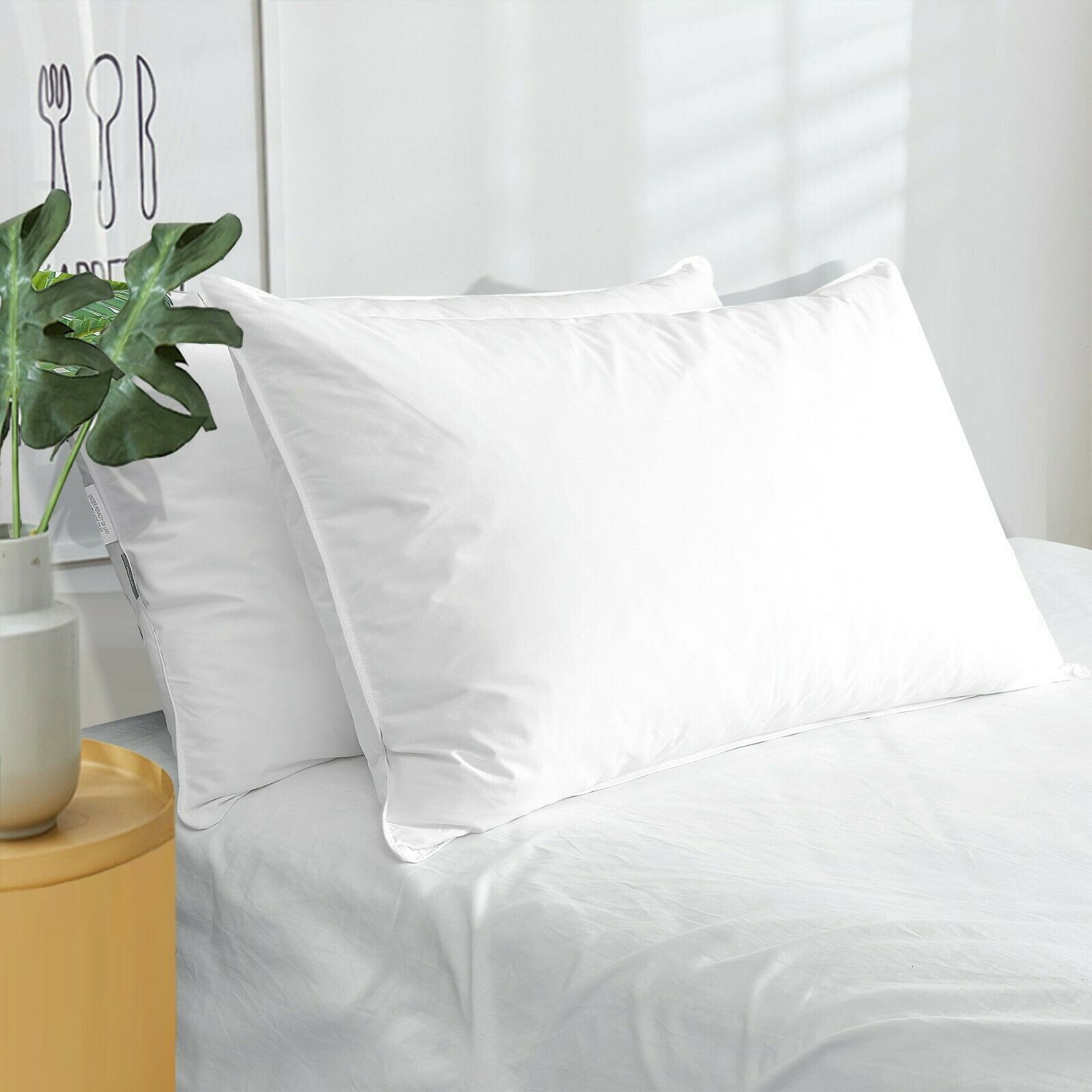 HOTEL Quality 2 Pack White Goose Down Feather Bed Pillows Queen or King Pillow