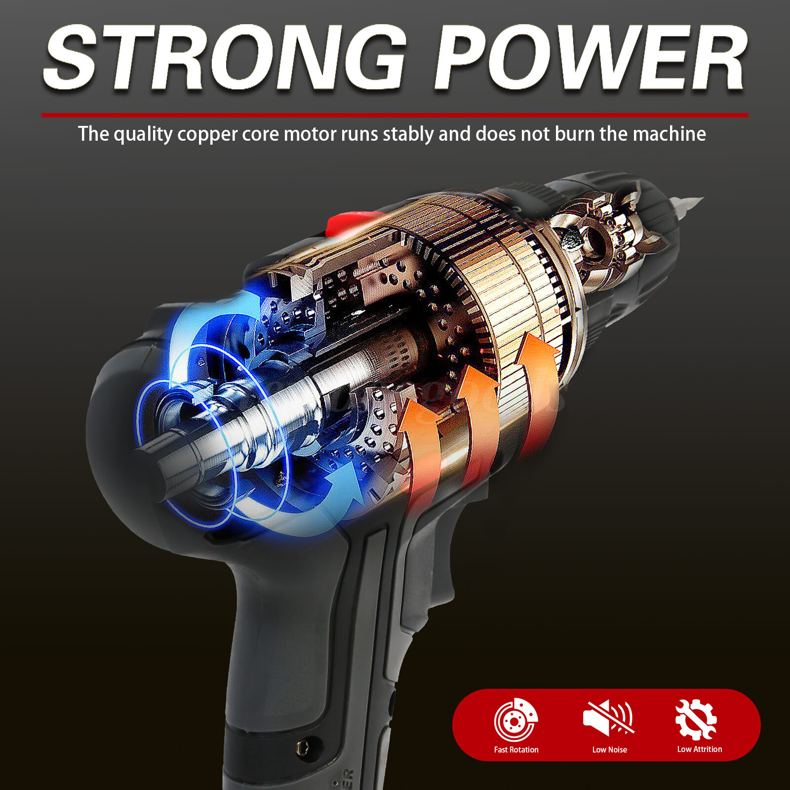 21V Electric Drill 3/8″ Power Cordless Screwdriver Drill Set with 2 Battery Kit