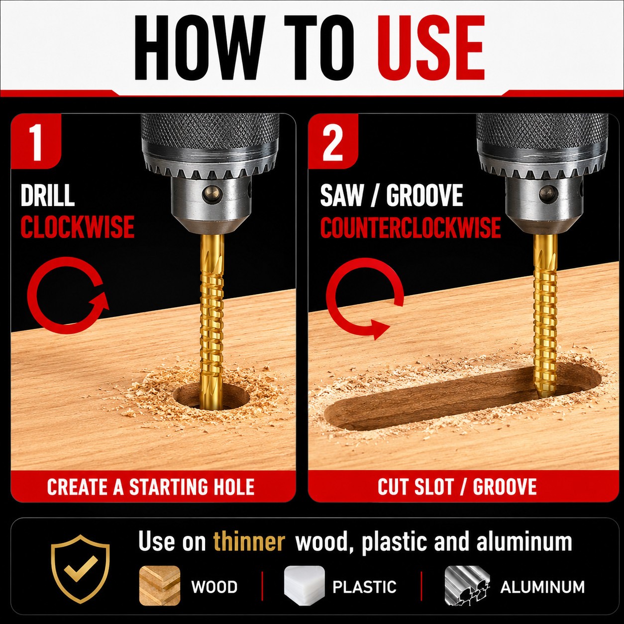 6PCS Titanium Drill Bit Tool Set,3-8mm Twist Drill,For Wood Metal Grooving