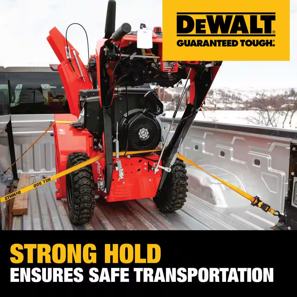 DEWALT Light-Duty Ratchet Straps Tie-Downs, 1 In. X 10 Ft. 1,500 Lbs. Break Stre