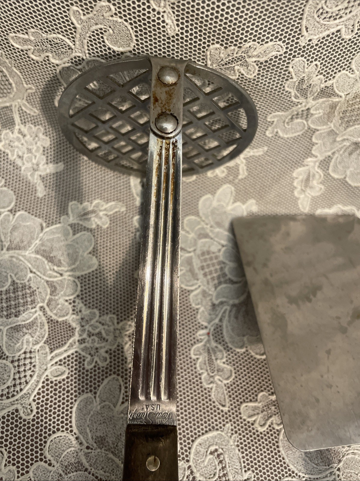 Imperial Veri-Sharp USA Stainless Steel Wood Handle Set Of 3 Spatula Masher Ladl