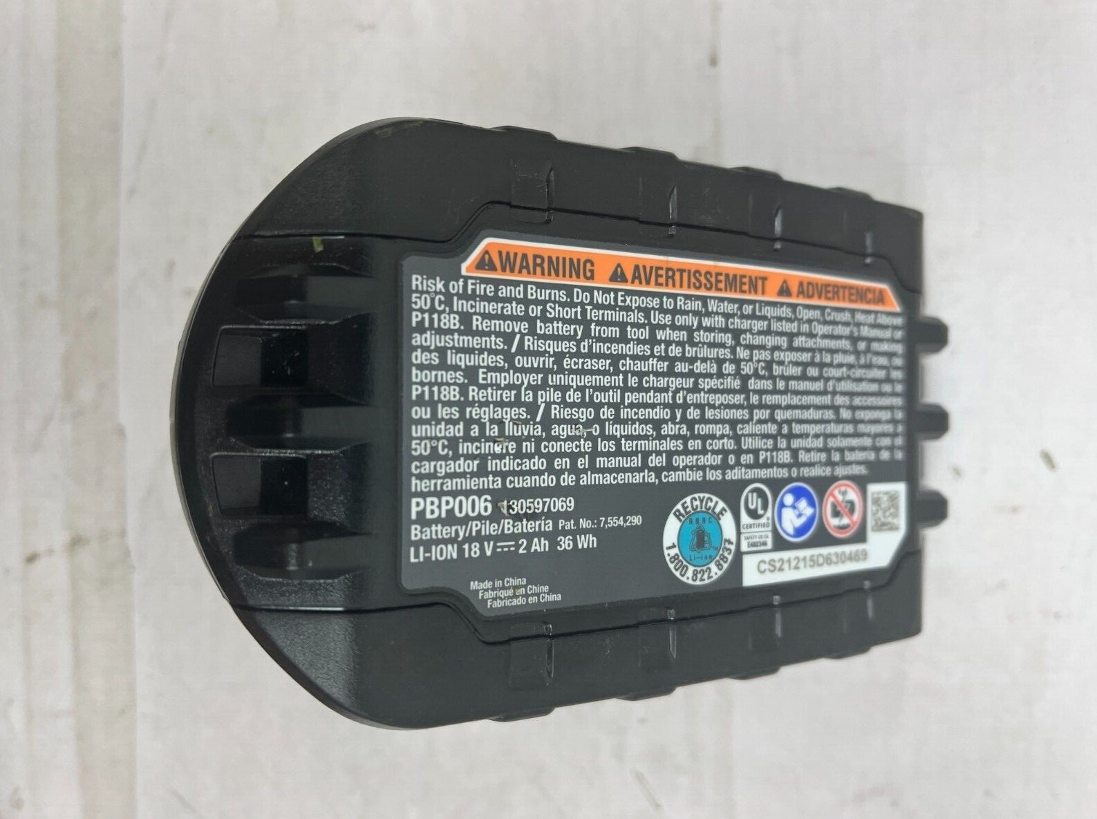 Ryobi One+ 18V PBP006 Lithium Ion Battery 2.0 Ah For Parts AM10