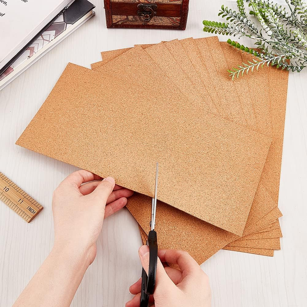 10PCS 1mm Cork Sheets 12×6.1in Thin Cork Board Rolls DIY Crafts Coaster Mats