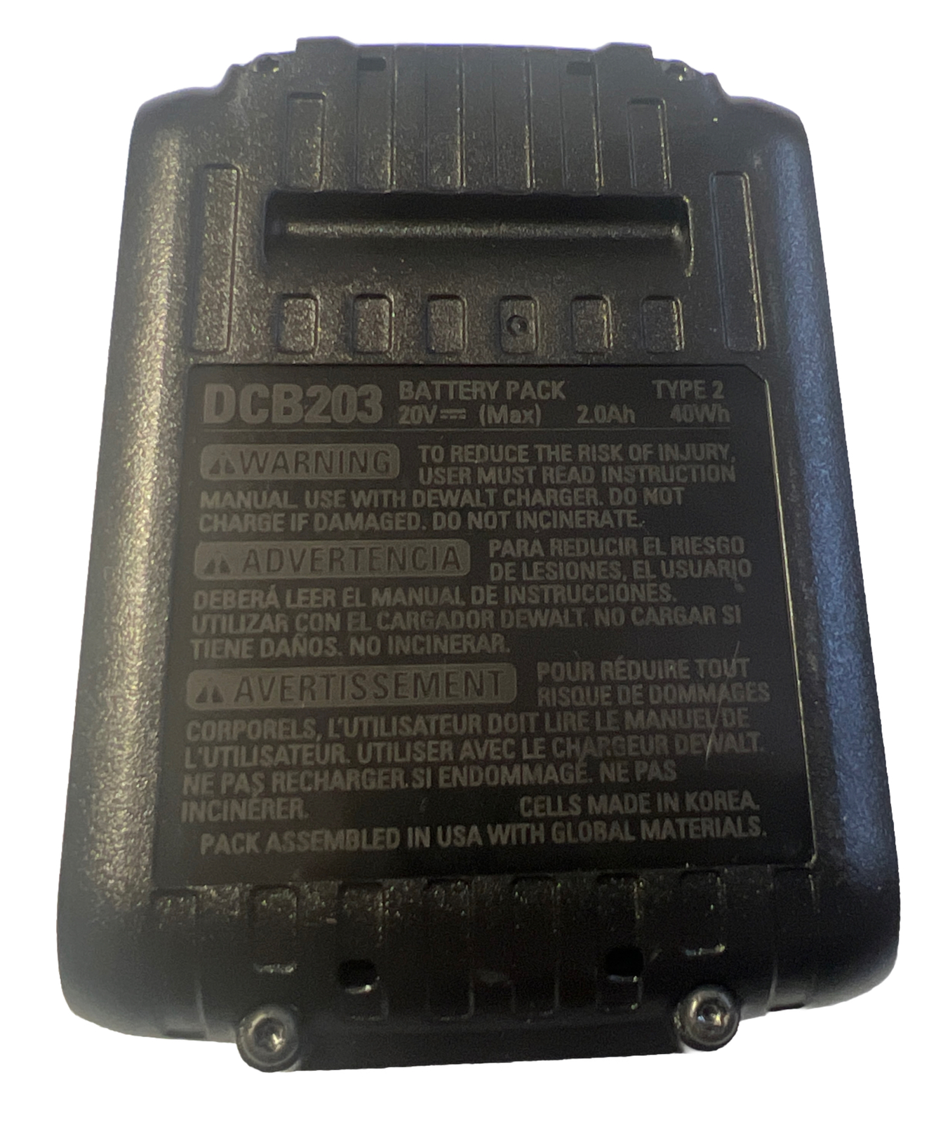 NEW Genuine DEWALT DCB203 20V Volt MAX 2.0AH Li-Ion Battery Pack w/ Fuel Gauge