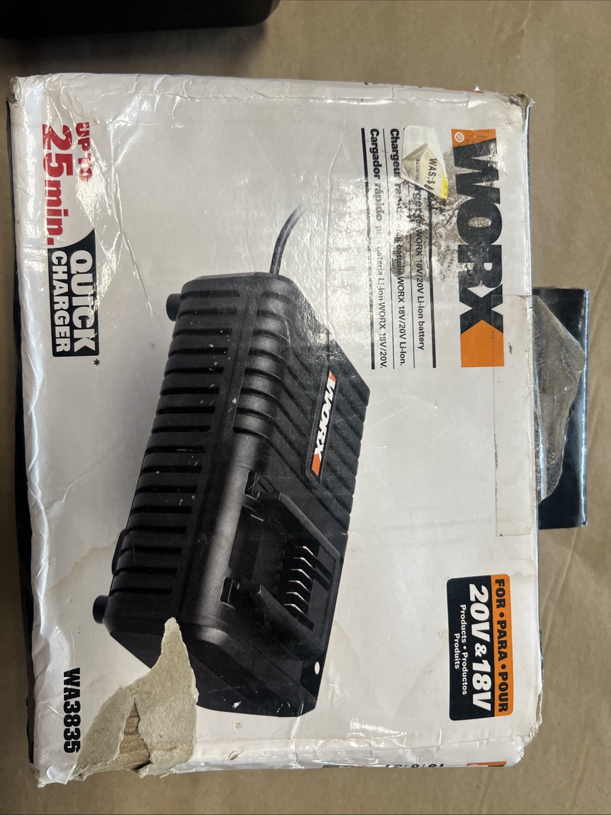 Worx WA3835 20V Powershare & 18V MaxLithium 25 min Quick Battery Charger