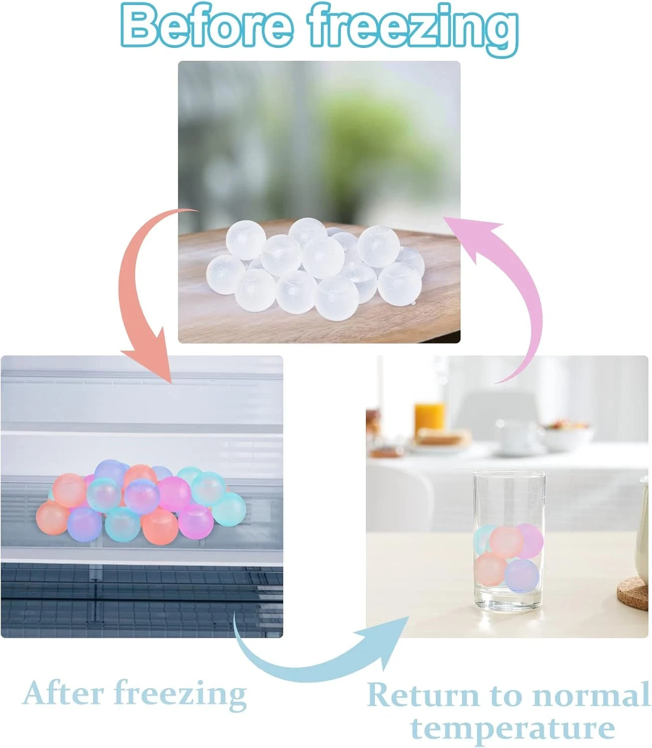 100 Pack Color-Changing Reusable Ice Cube for Drinks, Colorful round Shape Plast