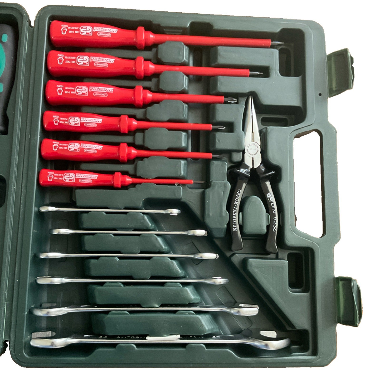 Vintage Brüder Mannesmann 2060-21 21-Pc Electrician Mechanic Mixed Hand Tool Set