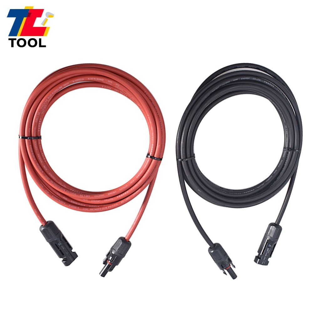 1 Pair 12AWG 15ft Black+Red Solar Panel Extension Cable Wire Connector