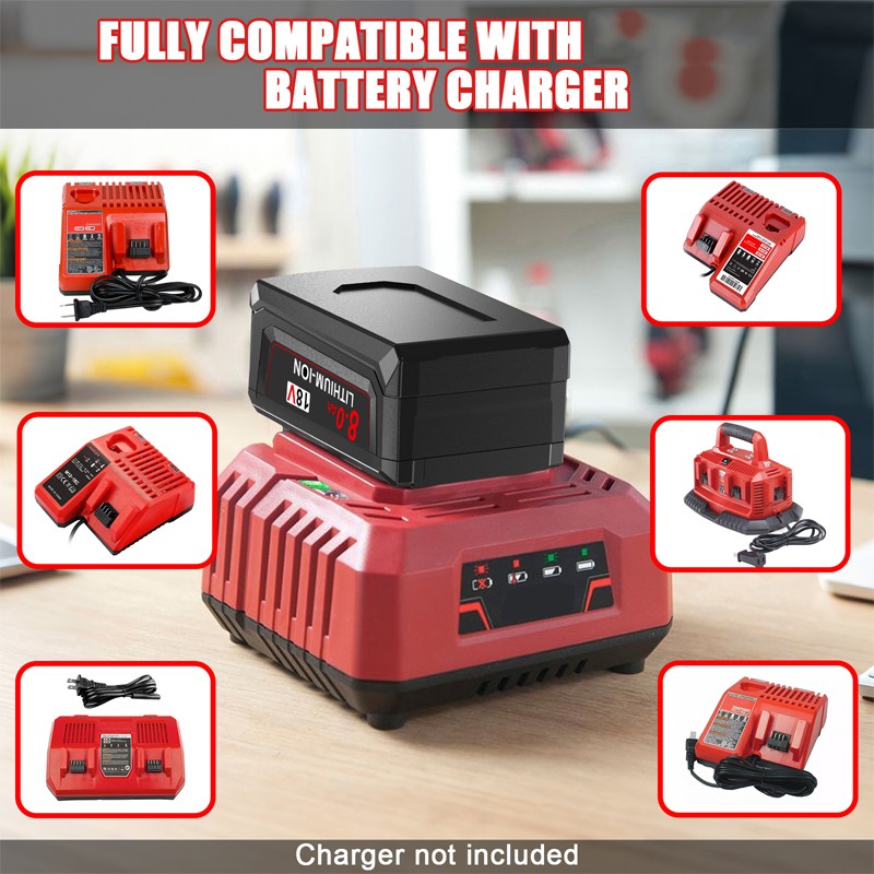 NEW Battery/Charger For Milwaukee for M18 8.0Ah Extended Lithium 18V 48-11-1880