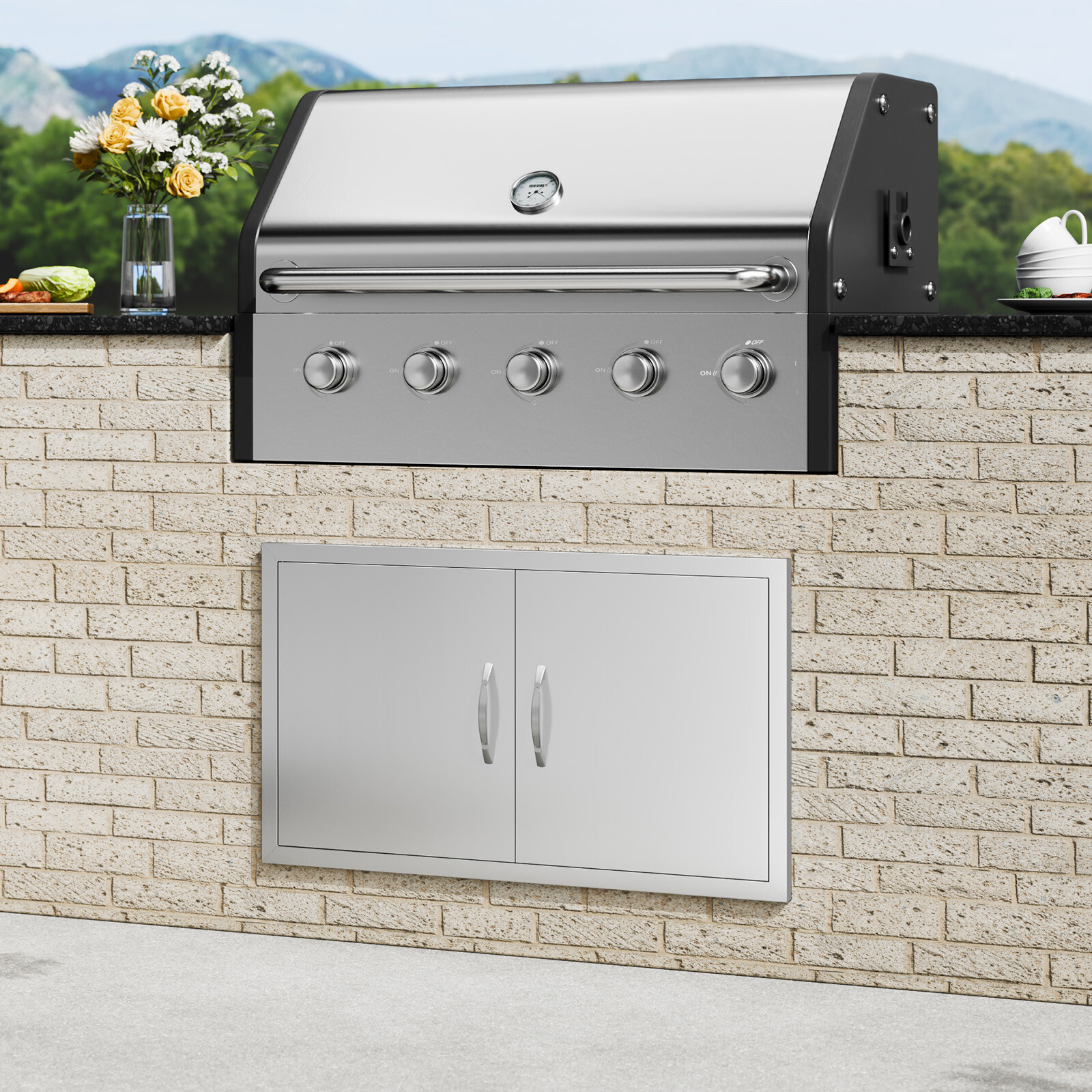 VEVOR 36×21 Inch BBQ Island Access Door Outdoor Kitchen Door Stainless Steel
