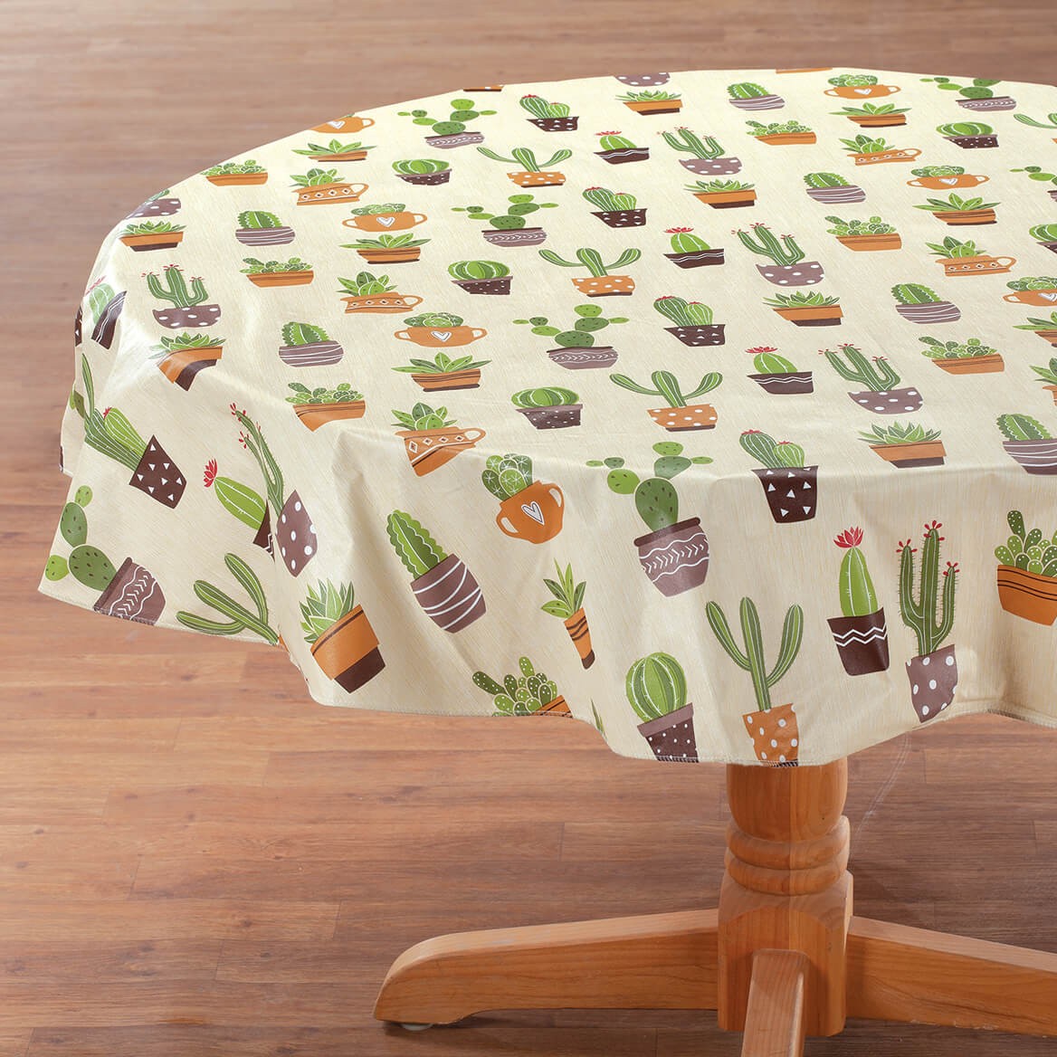 Cactus Design Tablecloth, Polyester Fleece Backing, Easy to Clean – Merasures 60