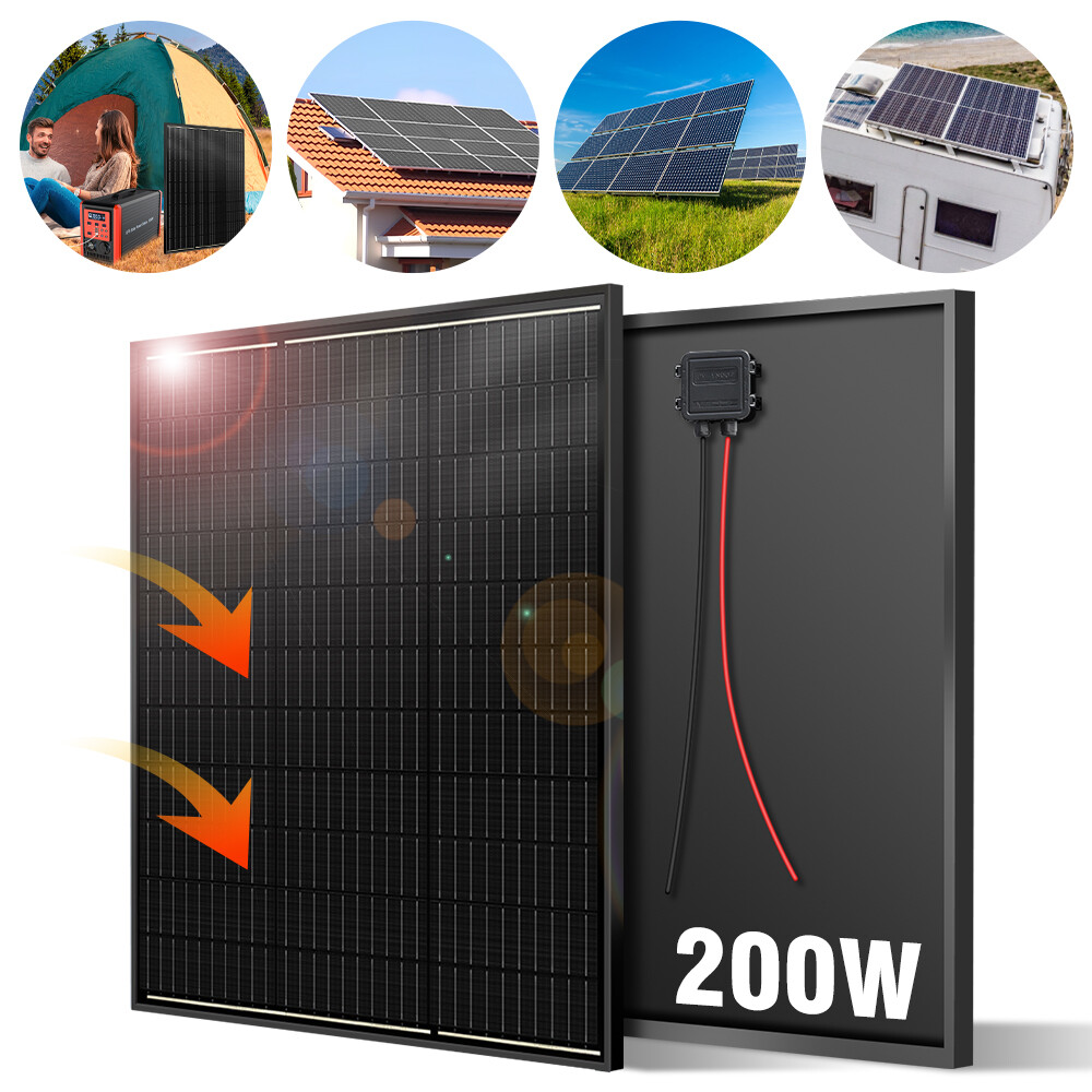 100W 200W Watt Monocrystalline Solar Panel High Efficiency PV 12V For Home RV