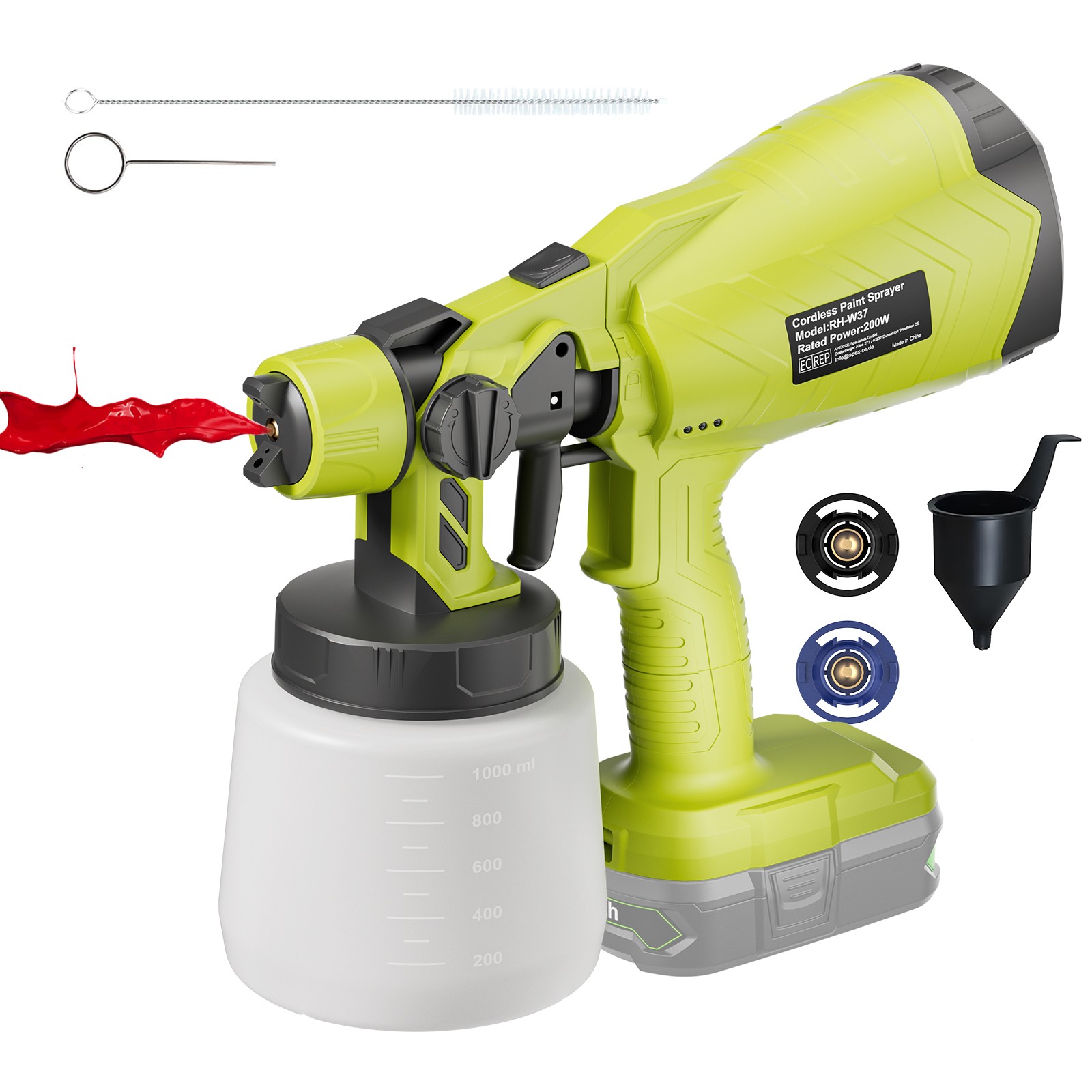 Cordless Paint Sprayer for Ryobi 18V Battery P108 Lithium-Ion P102 P105 18V