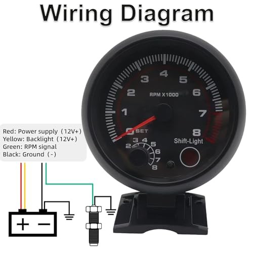 3.75″ 12V Digital Tachometer Gauge, 0-8000 RPM, for 4/6/8 Cylinder Gasoline