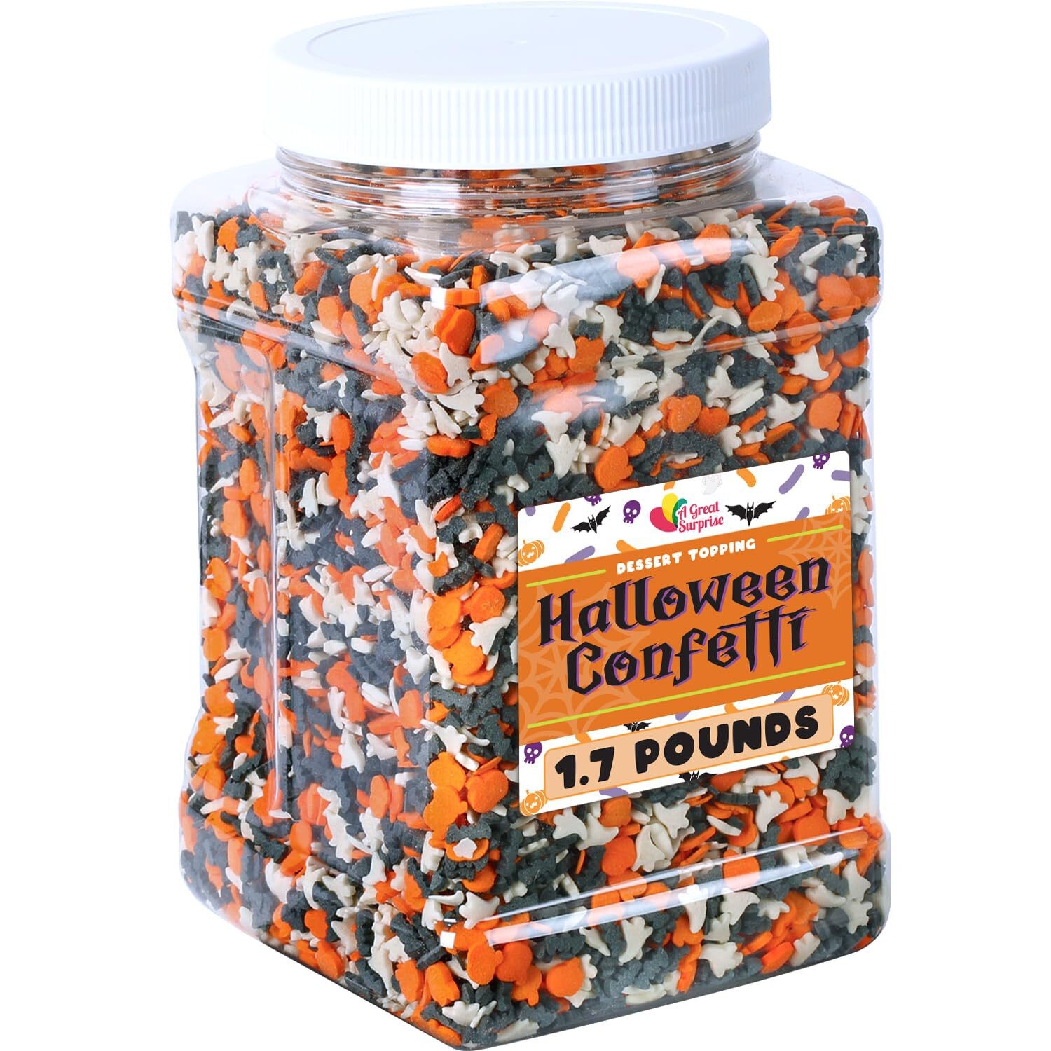 A Great Surprise Halloween Sprinkles Bulk – 1.7 LB – Bat, Pumpkin & Ghosts Confe