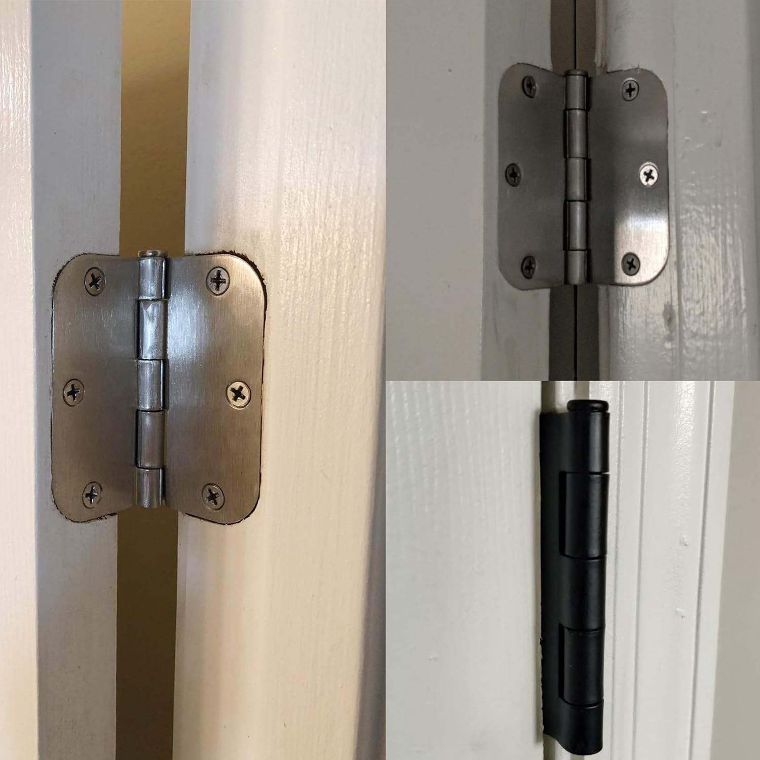 30 Pack 3.5″ Matte Black Door Hinges Interior Residential 5/8 Radius Round Corne