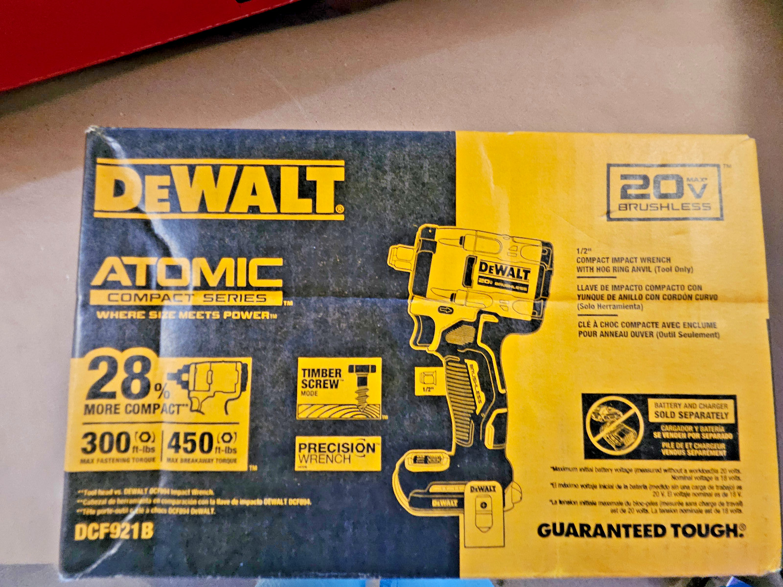 DeWALT DCF921B ATOMIC 20V MAX 1/2″ Li-Ion Impact Wrench w/Hog Ring BRAND NEW