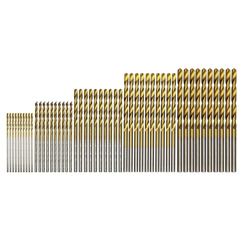50pc titanium plated twist drill set 1-3mm small drill bit electric drill