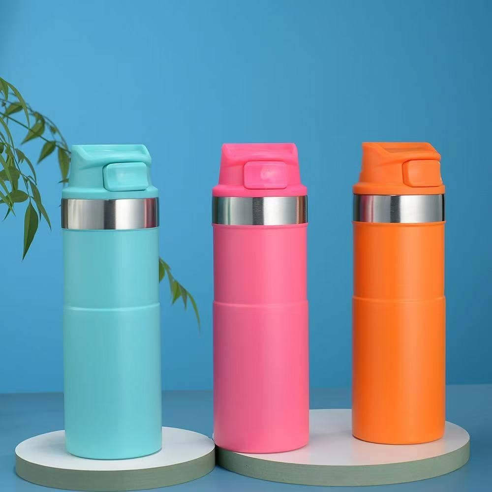 500ml Bpa Free Classic Trigger Action Travel Coffee Mug 16OZ Double Wall Cup In