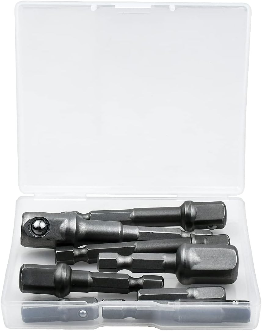 8 Pcs Drill Bit Socket Adapter Set Hex Shank 1/4″ 3/8″ 1/2″ Nut Driver for Power