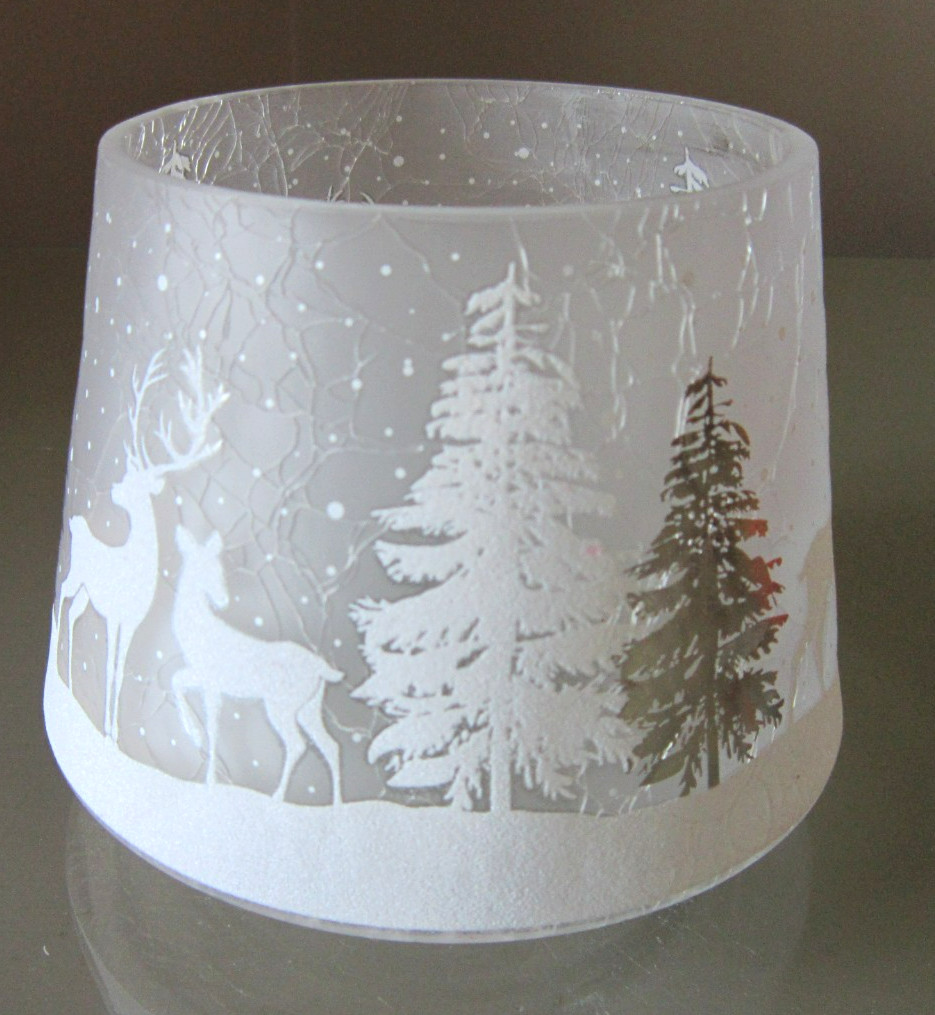 Yankee Candle Jar Shade Frosted Crackle WONDERLAND white glitter shiny silver