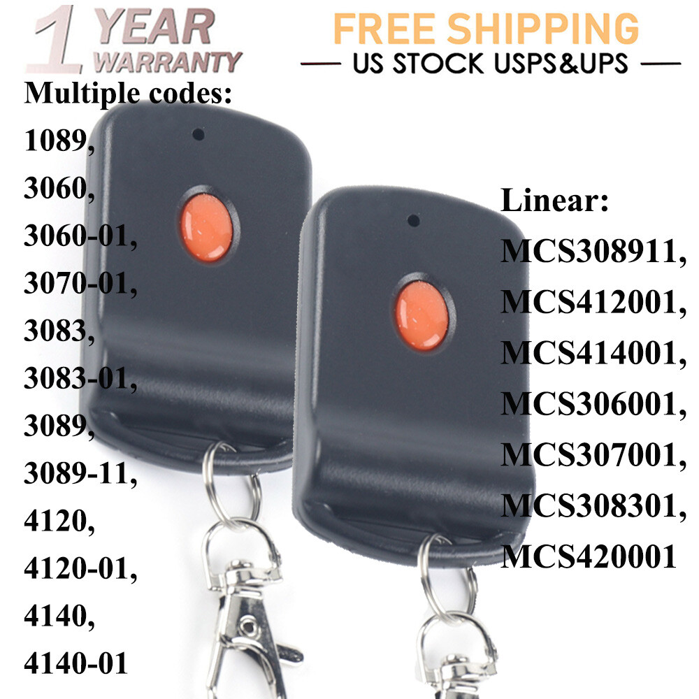 2PC Garage Door Gate Opener Transmitter 10 Digit Pins Code Remote Control 300MHz