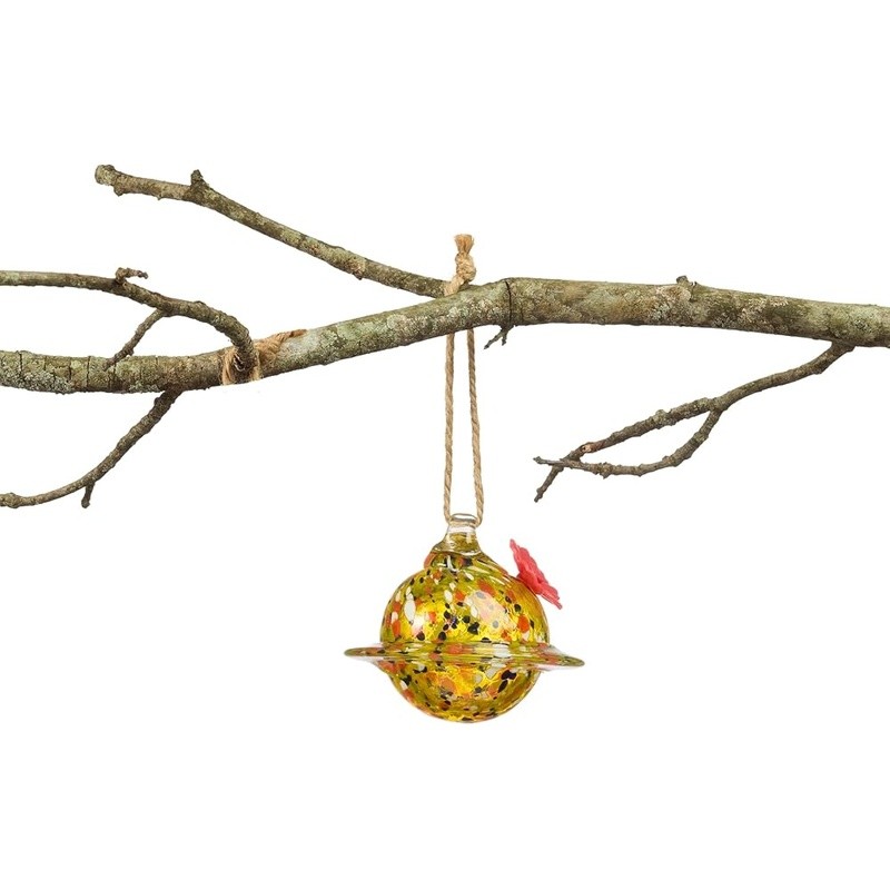 Artisan Glass Hummingbird Feeder Unique Design Garden Décor Easy Clean Reusable