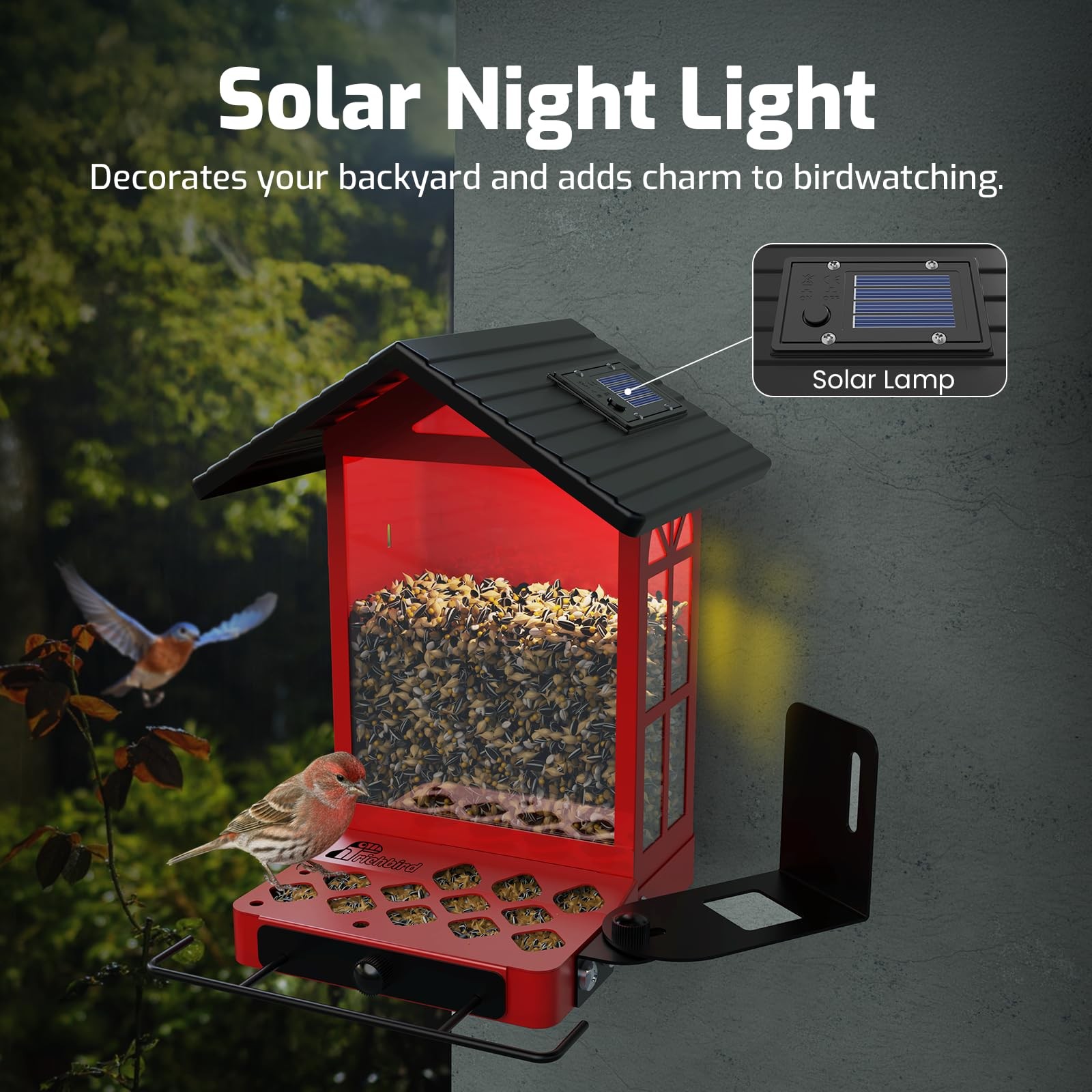 All-Metal Bird Feeder, Wall & Pole Mountable, 2.4L Large Capacity, Heavy-Duty Ch