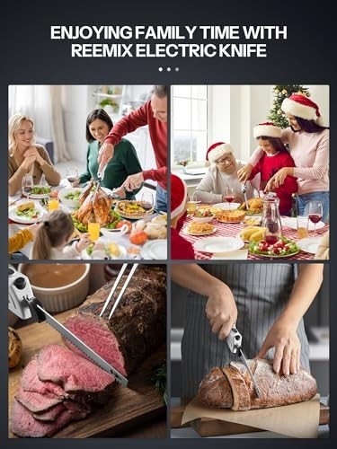 Electric Knife Set for Carving Meats, Poultry, Bread & Foam – 2 Blades + Fork