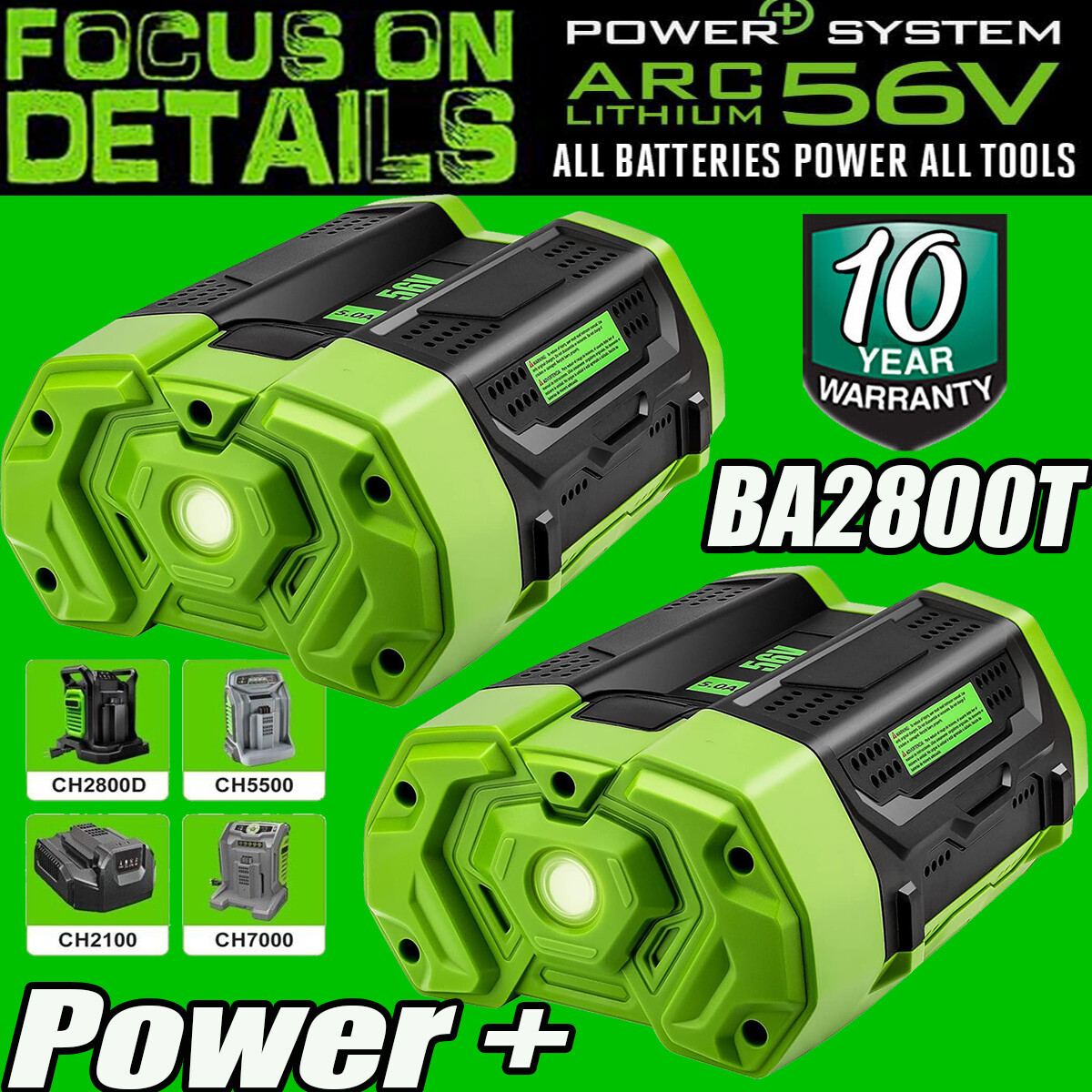 1-2PACK 5.0AH Battery For EGO 56V 56Volt BA1400 POWER Lithium Ion BA2240 BA2800T
