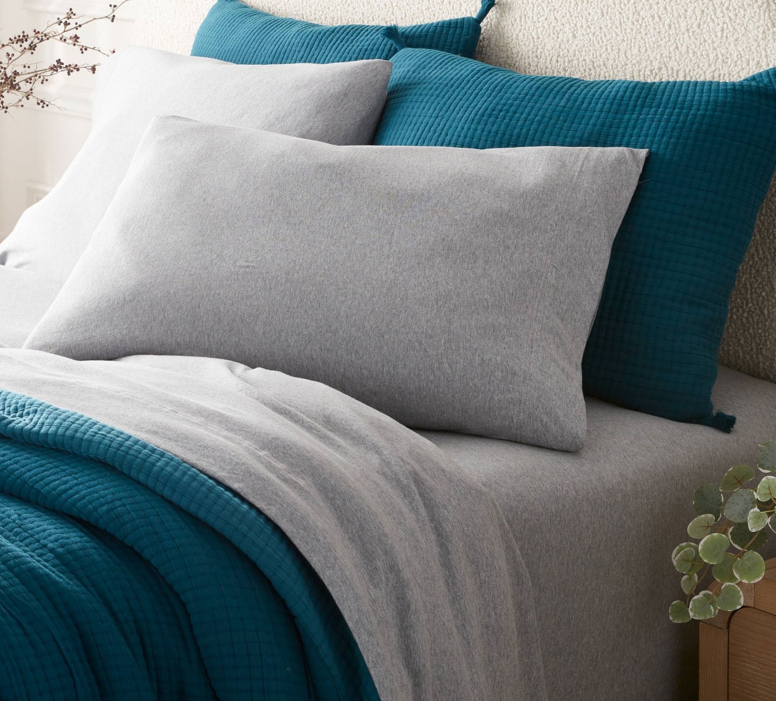 Twin Cotton Jersey Sheet Set Heather Gray – Threshold: 100% Cotton, OEKO-TEX