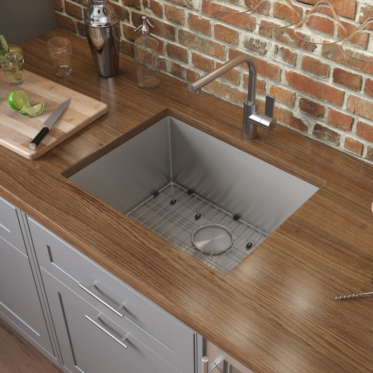 Ruvati 21″ Undermount 16 Gauge Bar Prep Single Bowl Kitchen Sink- RVH7121