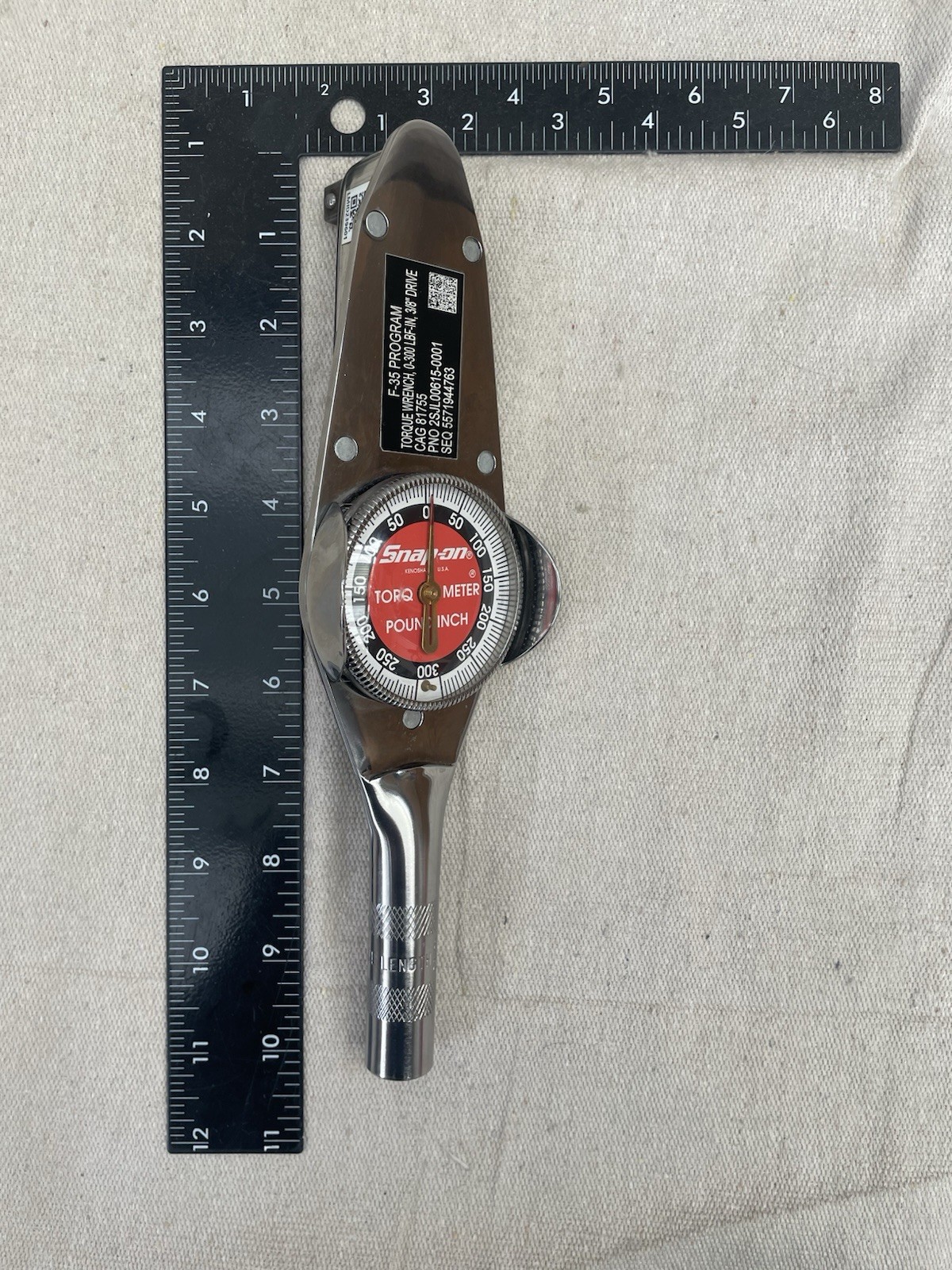 Snap On Torq- Meter, Model TE25A 3/8 Drive Original USA Chrome