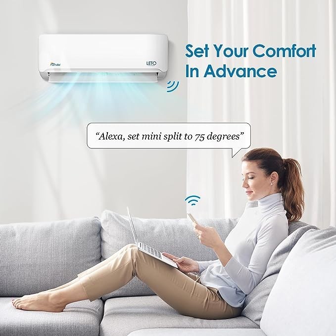 12000 BTU Mini Split Air Conditioner with Heat Pump Remote 208/230V