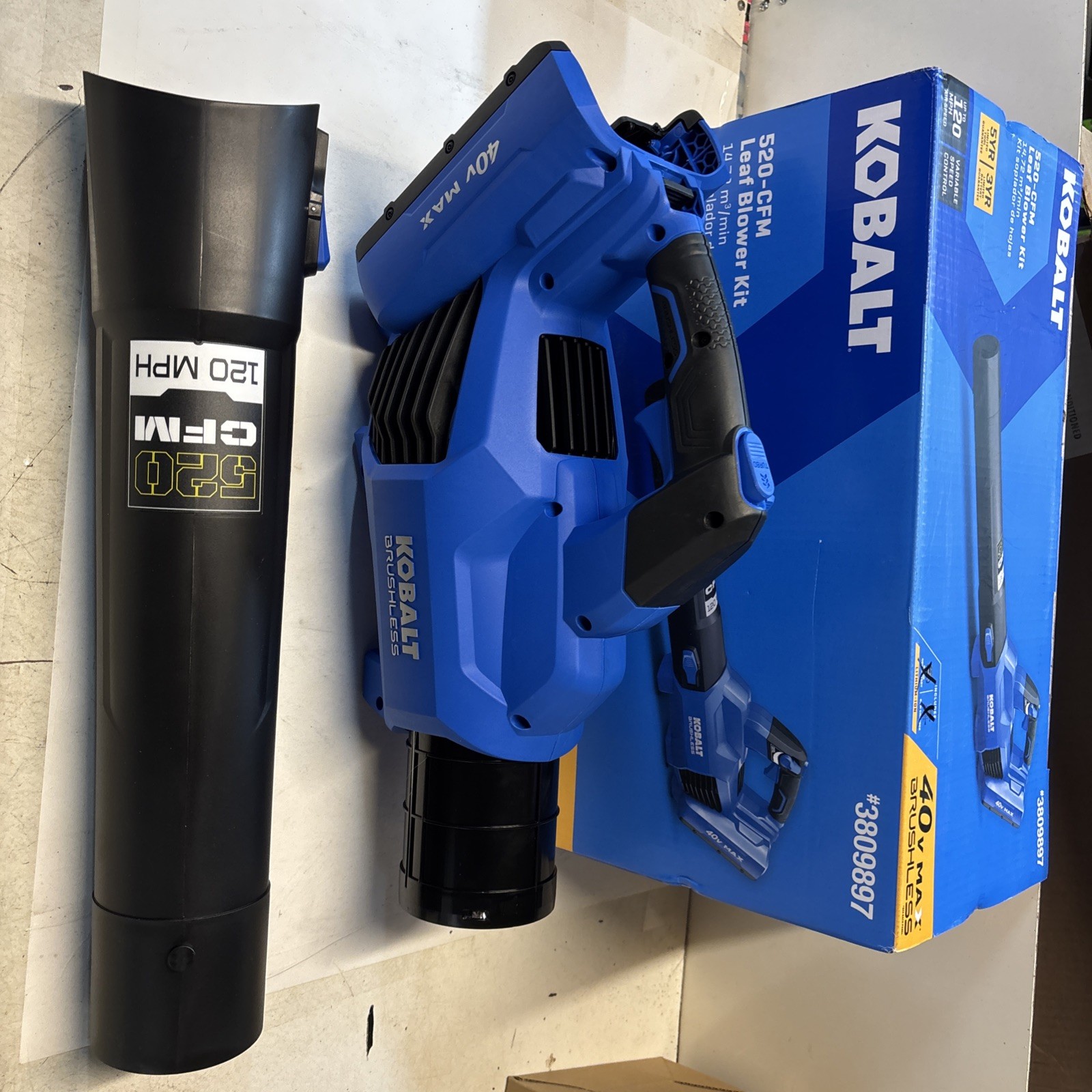NEW Kobalt 40V Max Brushless Leaf Blower 520CFM KLB 1040B-03.TOOL ONLY. SH 0053
