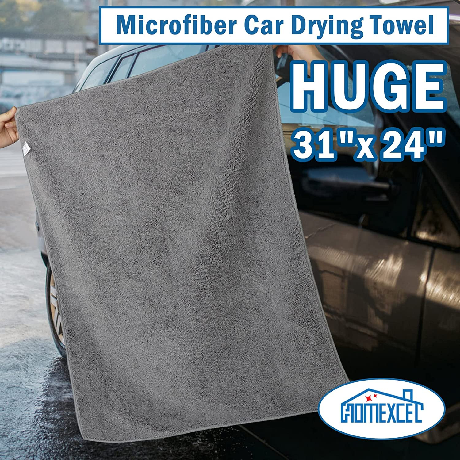 Professional Large Microfiber Car Drying Towels 2 Pack, Lint Free, Scratch Free,